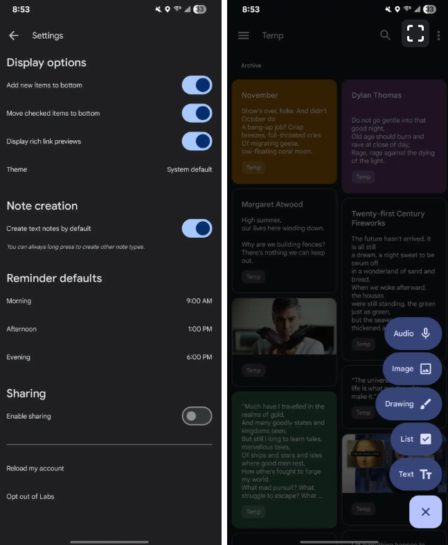 Google Keep for Android Rolls Out ‘Text Notes by Default’ Setting 2 Screenshot 20250328 2128402