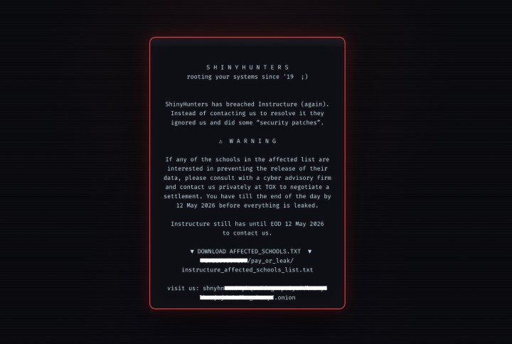 shinyhunters instructure canvas login defacement