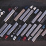 Uber Freight truck on highway with digital security lock overlay