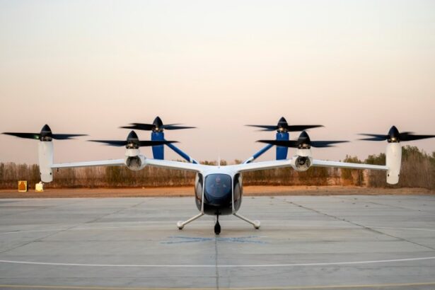 Joby Aviation electric air taxi aircraft on a runway during testing